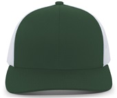 Pacific Headwear 104C Trucker Mesh Baseball Cap DARK GREEN/WHITE Front
