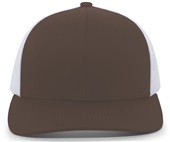 Pacific Headwear 104C Trucker Mesh Baseball Cap BROWN/WHITE Front