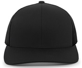 Pacific Headwear 104C Trucker Mesh Baseball Cap BLACK/BLACK Front