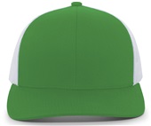 Pacific Headwear 104C Trucker Mesh Baseball Cap KELLY/WHITE Front