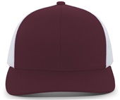 Pacific Headwear 104C Trucker Mesh Baseball Cap MAROON/WHITE Front