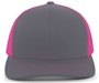Pacific Headwear 104C Trucker Mesh Baseball Cap GRAPHITE/PINK Front