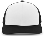 Pacific Headwear 104C Trucker Mesh Baseball Cap WHITE/BLACK Front