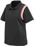Womens 2-Color, 3-Buttons, Wicking Sport Polo Shirt  BLACK/ORANGE/WHITE Pocket