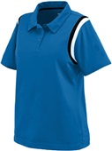 Womens 2-Color, 3-Buttons, Wicking Sport Polo Shirt  ROYAL/BLACK/WHITE Pocket