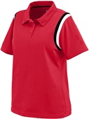 Womens 2-Color, 3-Buttons, Wicking Sport Polo Shirt RED/BLACK/WHITE Pocket