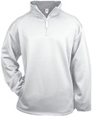 Badger 1/4 Zip Poly Performance Fleece Pullovers WHITE Pocket