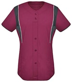 High Five Womens & Girls Faux Front Jersey MAROON/BLACK/WHITE Pocket