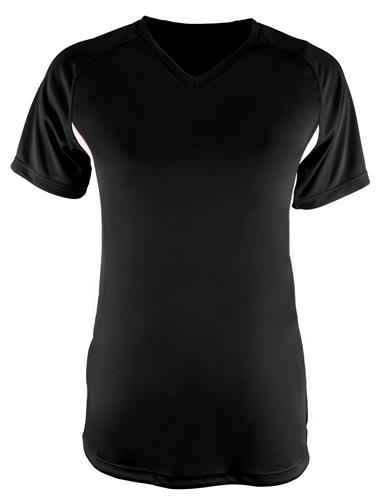 A4 Womens Color Blocked Performance V-Neck Shirt BLACK/WHITE 