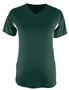 A4 Womens Color Blocked Performance V-Neck Shirt FOREST/WHITE Front