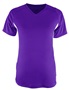 A4 Womens Color Blocked Performance V-Neck Shirt PURPLE/WHITE Front