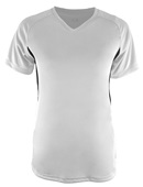 A4 Womens Color Blocked Performance V-Neck Shirt WHITE/BLACK Front