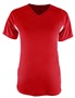 A4 Womens Color Blocked Performance V-Neck Shirt SCARLET/WHITE Front