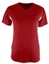 A4 Womens Color Blocked Performance V-Neck Shirt CARDINAL/WHITE Front