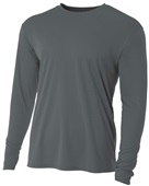 A4 Cooling Performance Adult Long Sleeve Crew GRAPHITE Front