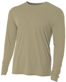 A4 Cooling Performance Adult Long Sleeve Crew SAND Front