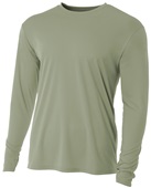 A4 Cooling Performance Adult Long Sleeve Crew OLIVE Front