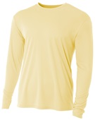 A4 Cooling Performance Adult Long Sleeve Crew LIGHT YELLOW Front