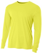 A4 Cooling Performance Adult Long Sleeve Crew SAFETY YELLOW Front