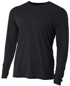 A4 Cooling Performance Adult Long Sleeve Crew BLACK Front