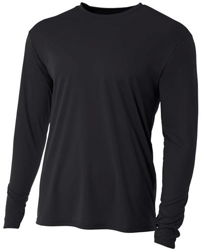A4 Cooling Performance Adult Long Sleeve Crew BLACK 