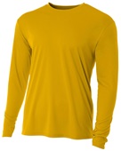 A4 Cooling Performance Adult Long Sleeve Crew GOLD Front