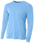A4 Cooling Performance Adult Long Sleeve Crew LIGHT BLUE Front