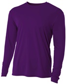 A4 Cooling Performance Adult Long Sleeve Crew PURPLE Front