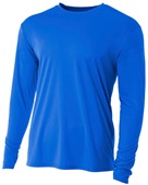 A4 Cooling Performance Adult Long Sleeve Crew ROYAL Front