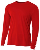 A4 Cooling Performance Adult Long Sleeve Crew SCARLET Front