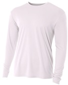 A4 Cooling Performance Adult Long Sleeve Crew WHITE Front