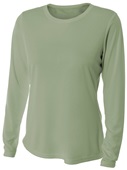 A4 Women's Long Sleeve Performance Crew Shirt NW3002 OLIVE Front