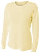 A4 Women's Long Sleeve Performance Crew Shirt NW3002 LIGHT YELLOW Front