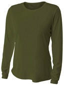 A4 Women's Long Sleeve Performance Crew Shirt NW3002 MILITARY GREEN Front