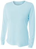 A4 Women's Long Sleeve Performance Crew Shirt NW3002 PASTEL BLUE Front