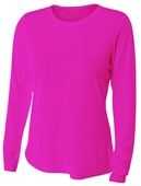 A4 Women's Long Sleeve Performance Crew Shirt NW3002 FUCHSIA Front