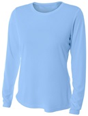 A4 Women's Long Sleeve Performance Crew Shirt NW3002 LIGHT BLUE Front
