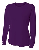 A4 Women's Long Sleeve Performance Crew Shirt NW3002 PURPLE Front