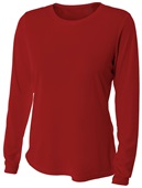 A4 Women's Long Sleeve Performance Crew Shirt NW3002 CARDINAL Front