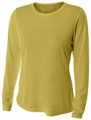 A4 Women's Long Sleeve Performance Crew Shirt NW3002 VEGAS GOLD Front