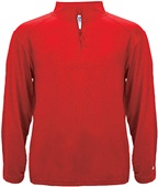 Badger Sport Quarter Zip Light Weight Pullover RED Pocket