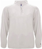 Badger Sport Quarter Zip Light Weight Pullover WHITE Pocket