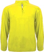 Badger Sport Quarter Zip Light Weight Pullover SAFETY YELLOW-GREEN Pocket