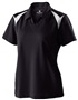 Womens Textured Polyester, Mechanical Stretch Pique Polo Shirt BLACK/WHITE Pocket