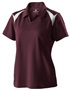 Womens 2-Tone Textured Polyester, Mechanical Stretch Pique Polo Shirt MAROON/WHITE Pocket