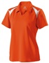 Womens 2-Tone Textured Polyester, Mechanical Stretch Pique Polo Shirt ORANGE/WHITE Pocket
