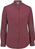 Edwards Mens Batiste Banded Collar Shirt 1392 013 BURGUNDY Pocket