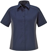 North End Fuse Ladies Color Block Twill Shirt CLASSIC NAVY/CARBON (849) Pocket