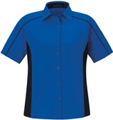 North End Fuse Ladies Color Block Twill Shirt TRUE ROYAL/BLACK (438) Pocket