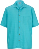 Edwards Unisex Jacquard Batiste Camp Shirt 124 - AQUA Pocket